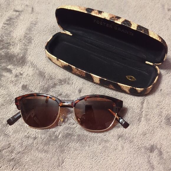 FOSTER GRANT BROWLINE TORTOISE AND GOLD FINISH CLUB MASTER STYLE LP 1801 TORT - Picture 1 of 11